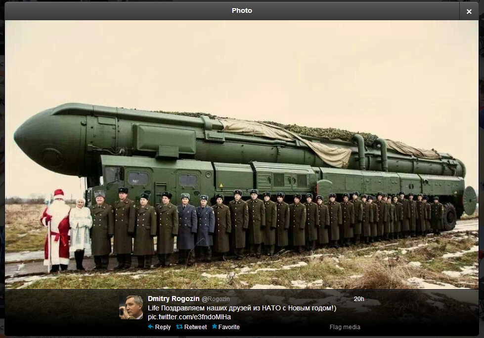 Рогозин нуклеарном балистичком ракетом честитао НАТО-у Нову годину Рогозин нуклеарном балистичком ракетом честитао НАТО-у Нову годину