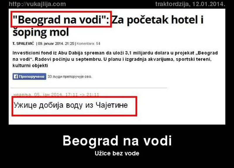 Београд на води и Ужице без воде