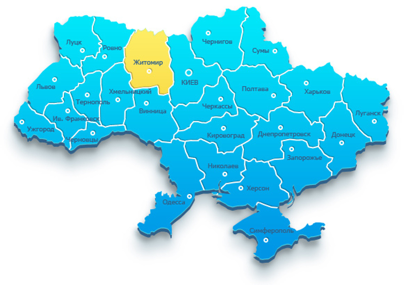 Винница житомир карта