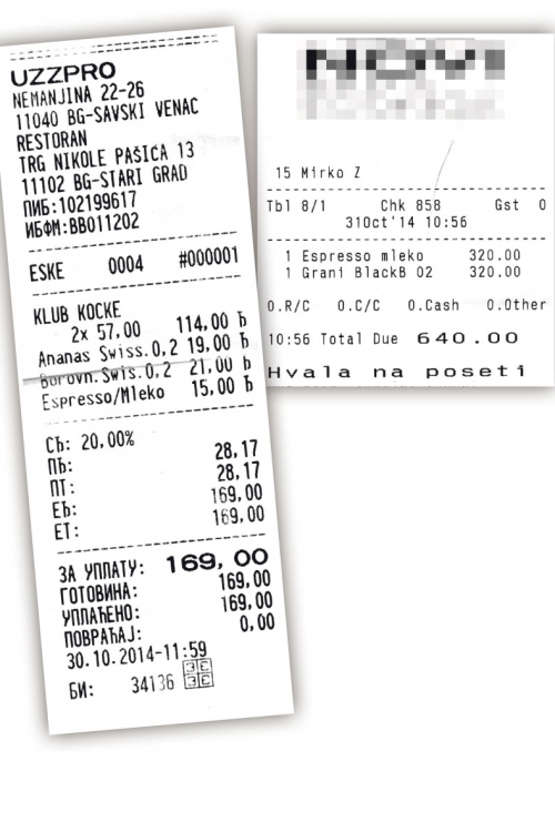 Репортери „Ало!“ платили су еспресо у Скупштини 15 динара, а у градском ресторану чак 320 динара