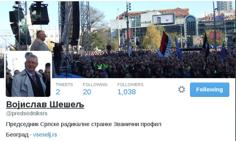 Њега читав живот прате ЦИА и БИА а од данас то можете и ви! Војислав Шешељ на Твитеру Њега читав живот прате ЦИА и БИА а од данас то можете и ви! Војислав Шешељ на Твитеру