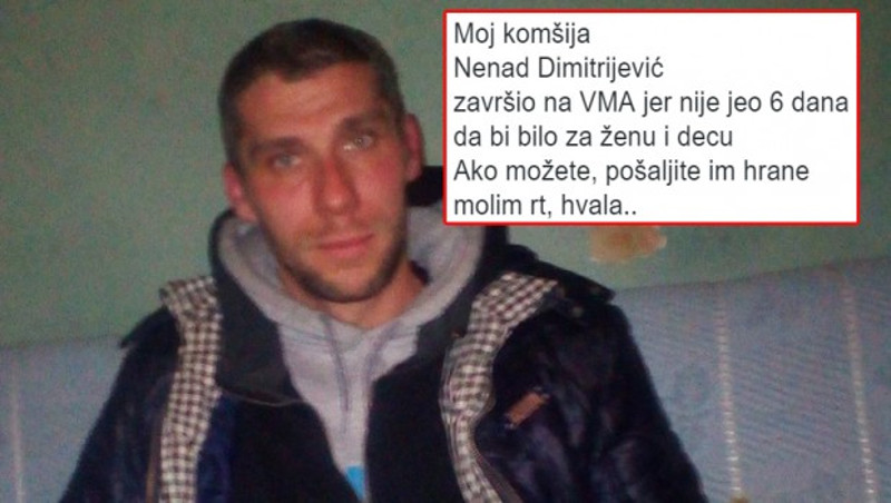 Ненад није јео 6 дана, па завршио на ВМА: "Не могу да једем, кад знам да деца немају" Ненад није јео 6 дана, па завршио на ВМА: "Не могу да једем, кад знам да деца немају"