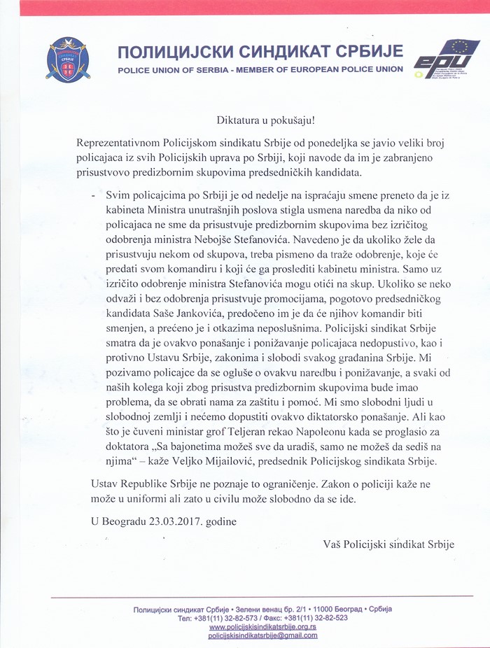 ПОБУНА У ПОЛИЦИЈИ! Министар Стефановић усмено ЗАБРАНИО полицији да присуствује опозиционим скуповима