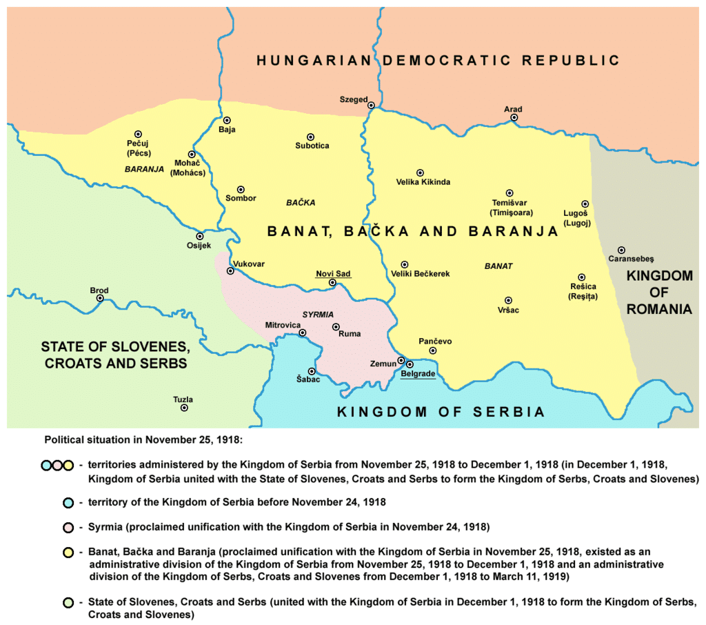 Папчино, Србији је присаједињен Банат, Бачка и Барања а не "Војводина"