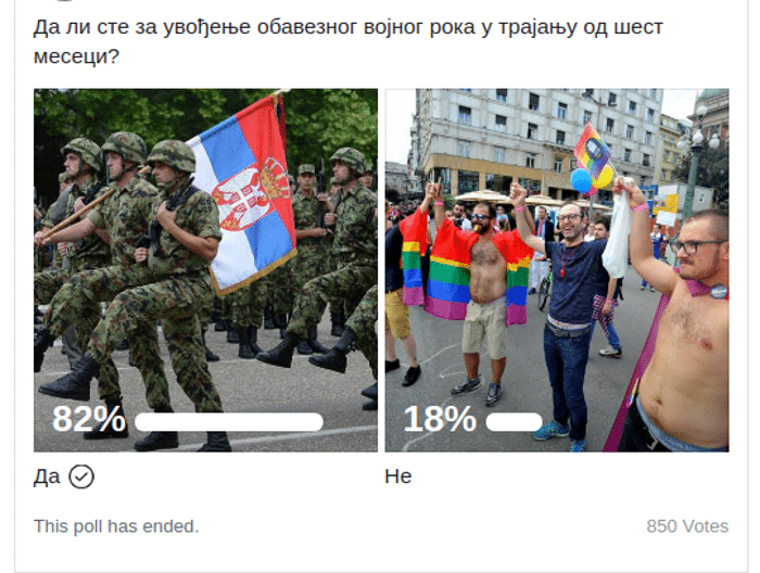 Анкета: Огромна већина од 82% народа у Србији за поновно увођење војног рока Анкета: Огромна већина од 82% народа у Србији за поновно увођење војног рока