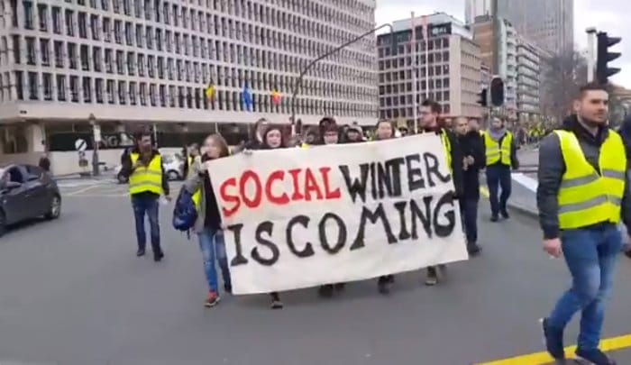 Жестоки протести и у Бриселу, масовна хапшења народа (видео) Жестоки протести и у Бриселу, масовна хапшења народа (видео)