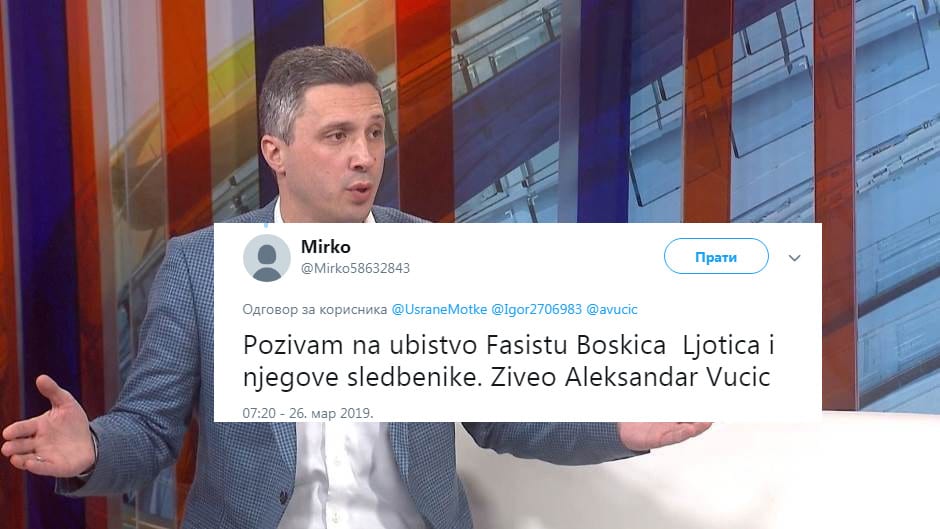 Нове претње смрћу Бошку Обрадовићу Нове претње смрћу Бошку Обрадовићу