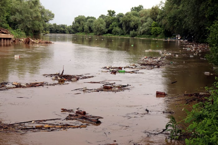 Под водом око 3.000 хектара земље, Велика Морава набујала, носи велике количине смећа Под водом око 3.000 хектара земље, Велика Морава набујала, носи велике количине смећа