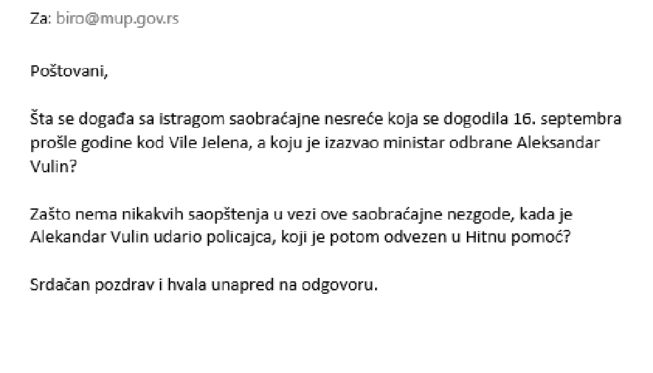 Вулин возио блиндирани ауто војске, ударио полицајца на мотоциклу и удаљио се са места несреће? (фото)