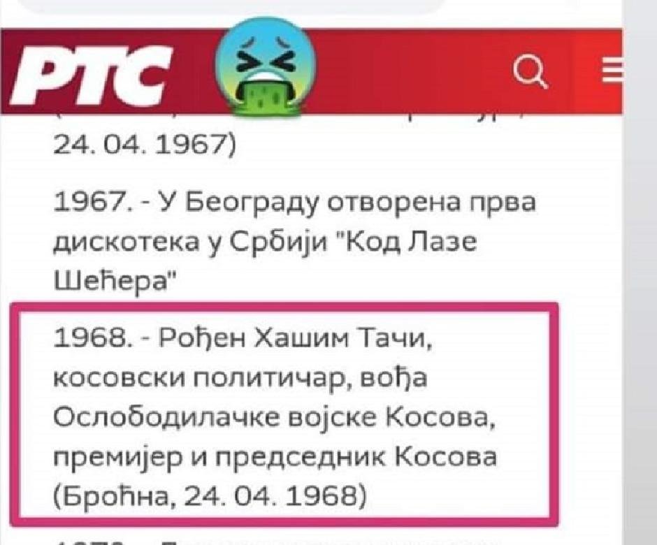 Антсрпско пропагандистичко легло РТС слави рођендан убице и терористе Хашима Тачија (фото)