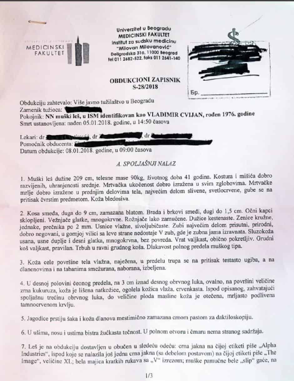 ОБДУKЦИОНИ НАЛАЗ ВЛАДИМИРА ЦВИЈАНА: Све се зна, ево шта се догодило са Цвијаном (ФОТО)