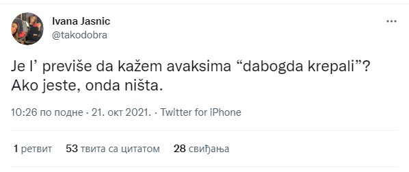 ПАТОЛОГИЈА Уредница режимског „Блица“ поручила невакцинисанима: „Дабогда крепали“ ПАТОЛОГИЈА Уредница режимског „Блица“ поручила невакцинисанима: „Дабогда крепали“