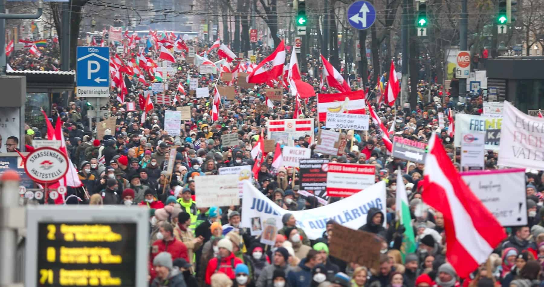 МАСОВНИ ПРОТЕСТ у Бечу, више од 100.000 људи устало против антикорона мера (видео) МАСОВНИ ПРОТЕСТ у Бечу, више од 100.000 људи устало против антикорона мера (видео)