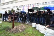 Испред Бановине "сахрањена" пољопривреда, позив на одлазак тракторима у Београд (фото, видео) Испред Бановине "сахрањена" пољопривреда, позив на одлазак тракторима у Београд (фото, видео)
