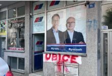 Разбијена стакла на просторијама СНС у НС: Црвеним словима исписано „Убице“ Разбијена стакла на просторијама СНС у НС: Црвеним словима исписано „Убице“