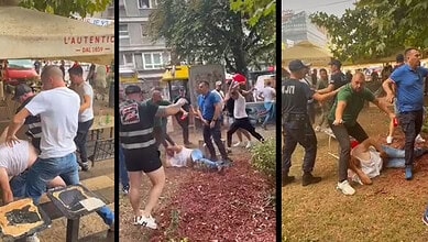 Ужице: СНС БАТИНАШИ покушали да затворе баште кафића на градском тргу и изазвали тучу, полиција бацила сузавац на жене и децу (видео)