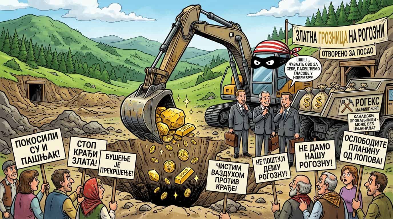 Рударска операција на Рогозни за злато, протест и безбедносне мере.