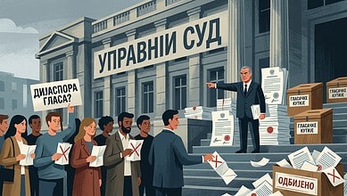 Студентска листа и грађани на суду у Србији током гласања дијаспоре.