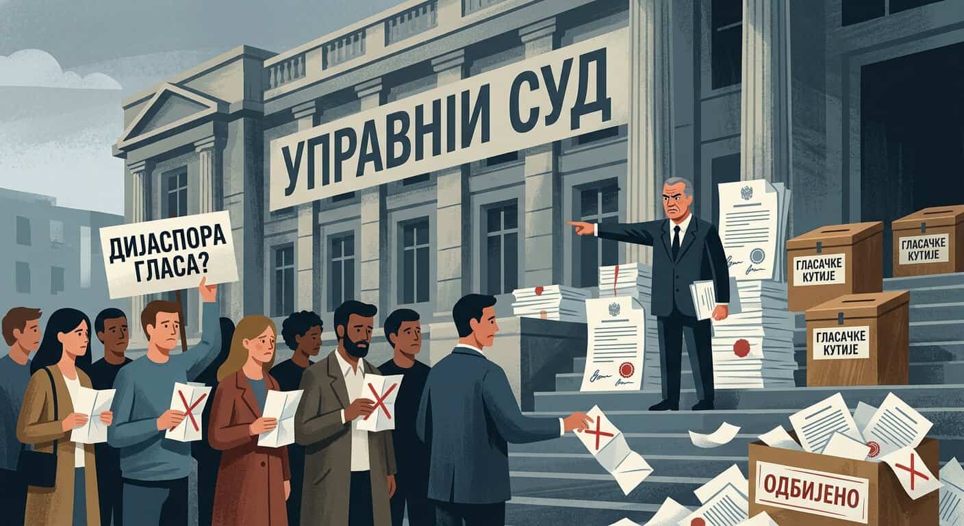 Студентска листа и грађани на суду у Србији током гласања дијаспоре.